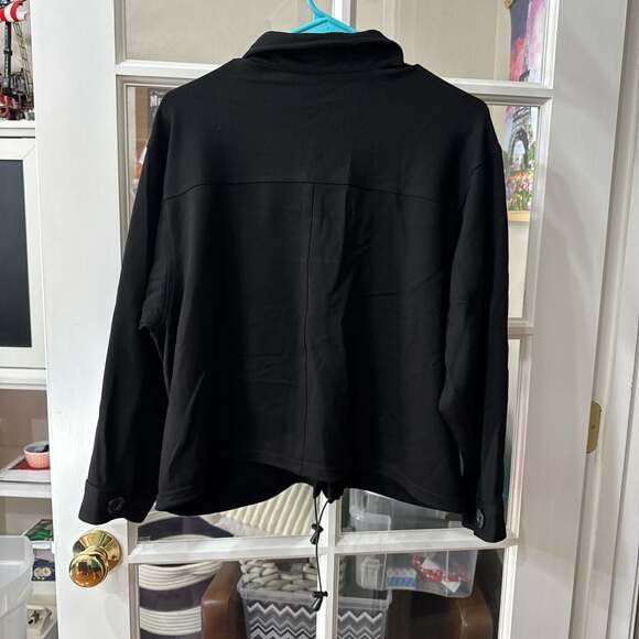 Max Studio Black Button Up Utility Jacket with Pockets - Size XL - Picture 2 of 3